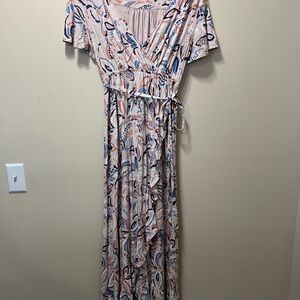 Isabel Maternity by Ingrid & Isabel Pink and Blue Paisley Maxi Dress